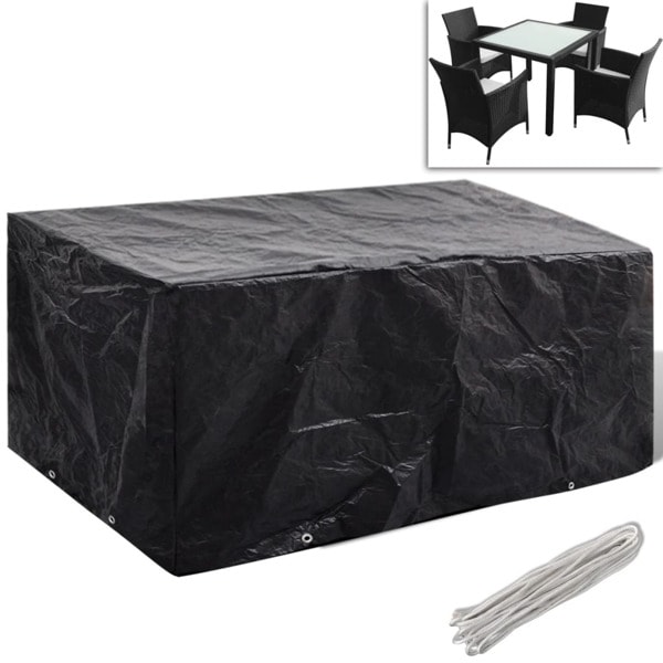 vidaXL Överdrag för Poly Rattan Set 4 personer 182 x 140 cm Svart