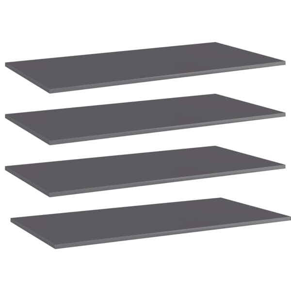 vidaXL Hyllplan 4 st grå högglans 100x50x1,5 cm konstruerat trä grå