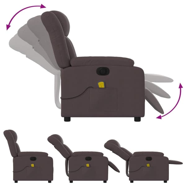 vidaXL Elektrisk massagefåtölj mörkbrun tyg Brun