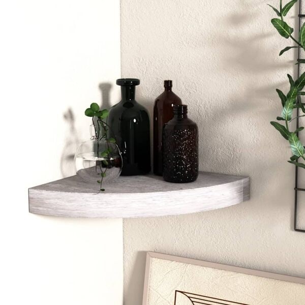 vidaXL Svävande hörnhylla betonggrå 25x25x3,8 cm MDF grå