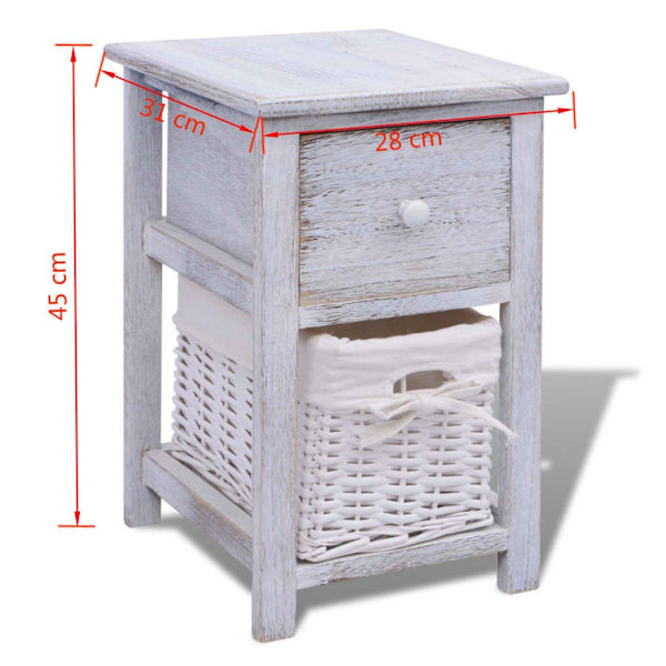 vidaXL Shabby Chic nattduksbord trä vit Vit