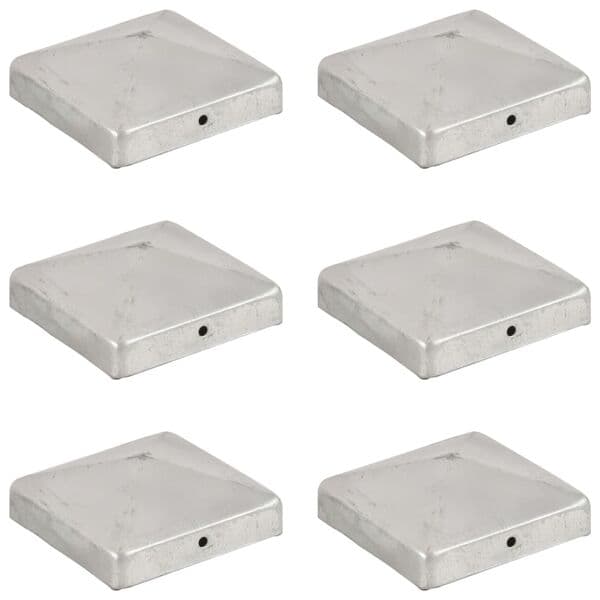 vidaXL Stolphattar pyramid 6 st galvaniserad metall 91x91 mm Silver