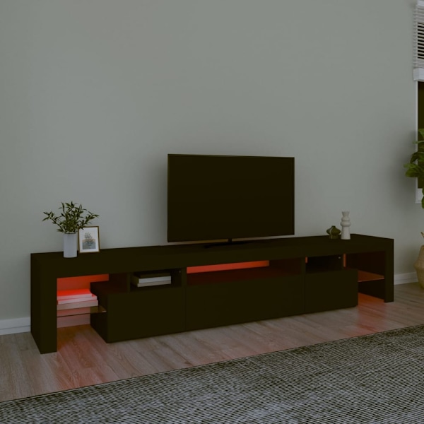 vidaXL Tv-bänk med LED-belysning Svart 215x36,5x40 cm Svart