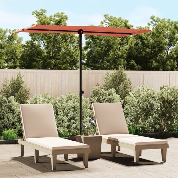 vidaXL Trädgårdsparasoll med aluminiumstång 180x110 cm terrakotta Brun