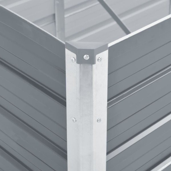 vidaXL Odlingslåda upphöjd galvaniserat stål 240x80x45 cm grå grå