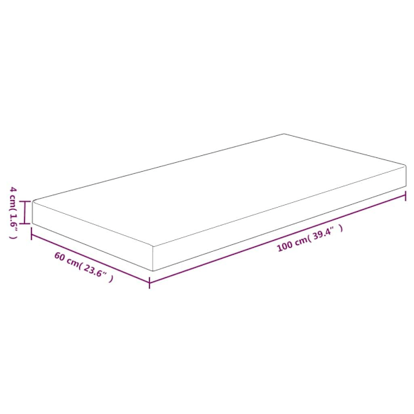 vidaXL Bänkskiva för badrum 100x60x4 cm obehandlat massivt trä Brun