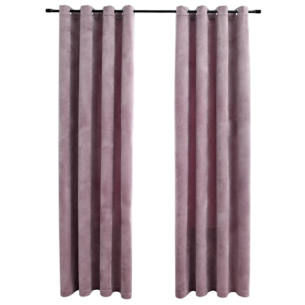 vidaXL Mörkläggningsgardiner med ringar 2 st rosa sammet 140x175 cm Rosa