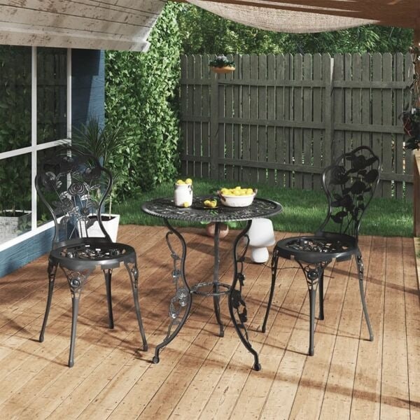 vidaXL Caféstolar 2 st gjuten aluminium svart Svart