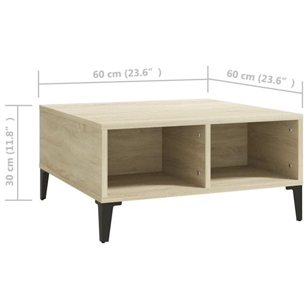 vidaXL Soffbord sonoma-ek 60x60x30 cm konstruerat trä Brun