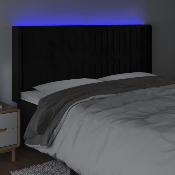 vidaXL Sänggavel LED svart 163x16x118/128 cm sammet Svart