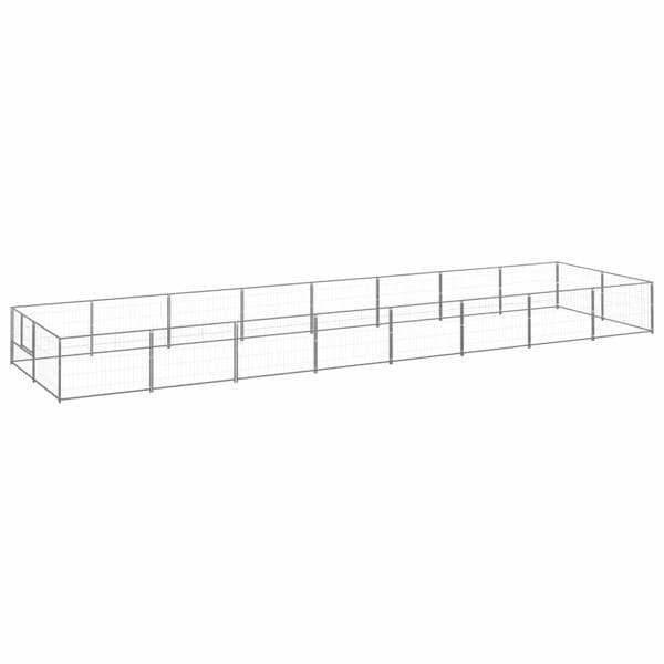 vidaXL Hundgård silver 16 m² stål Silver