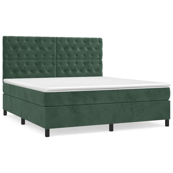 vidaXL Ramsäng med madrass mörkgrön 160x200 cm sammet Grön