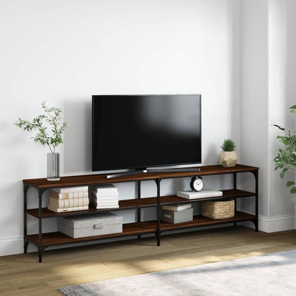 vidaXL Tv-bänk brun ek 180x30x50 cm konstruerat trä och metall Brun