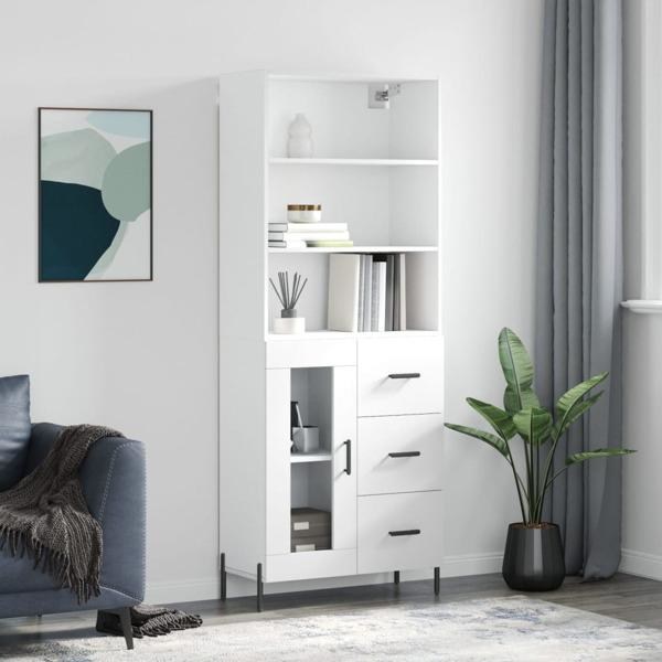 vidaXL Högskåp vit 69,5x34x180 cm konstruerat trä Vit