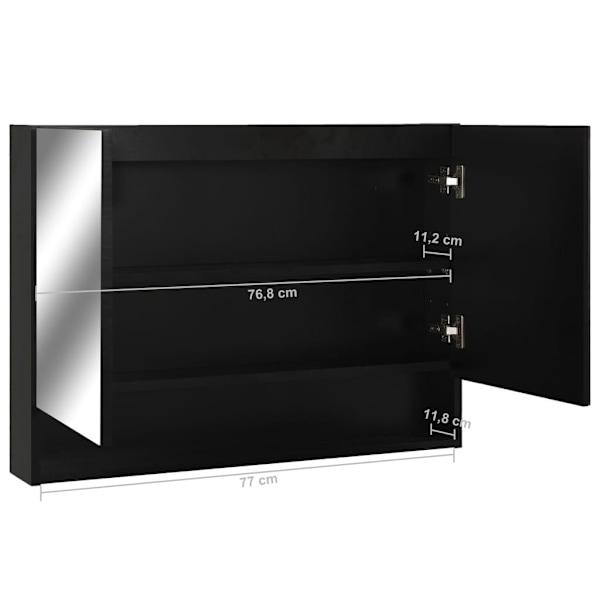 vidaXL LED-Spegelskåp för badrum svart 80x15x60 cm MDF Svart