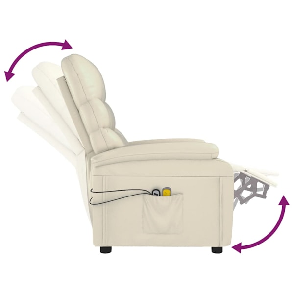 vidaXL Elektrisk massagefåtölj gräddvit konstläder Creme