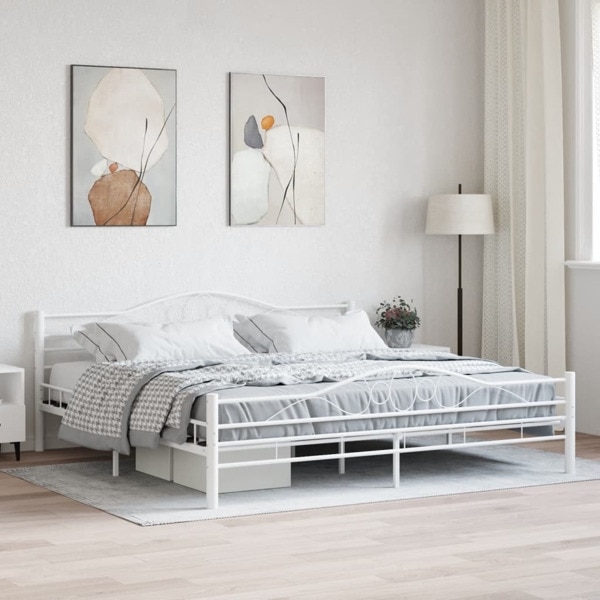 vidaXL Sängram vit metall 200x200 cm Vit
