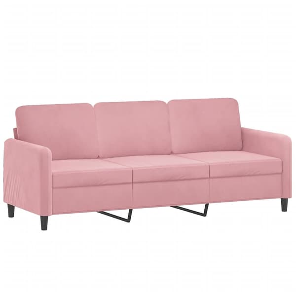 vidaXL Soffgrupp 3 delar rosa sammet Rosa
