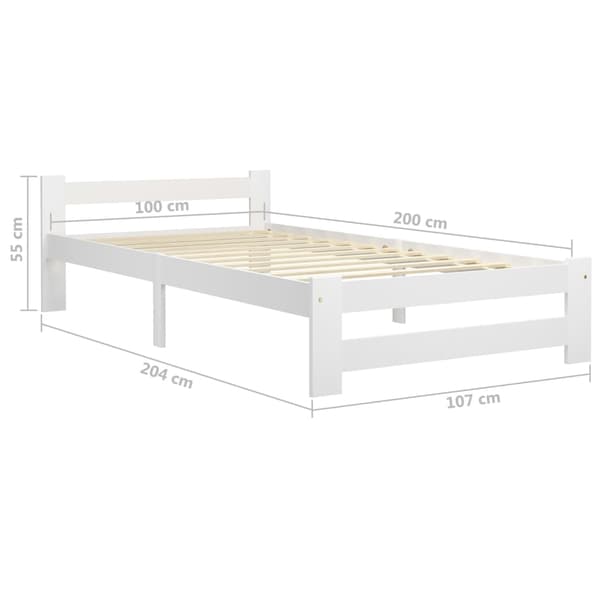vidaXL Sängram vit massiv furu 100x200 cm Vit