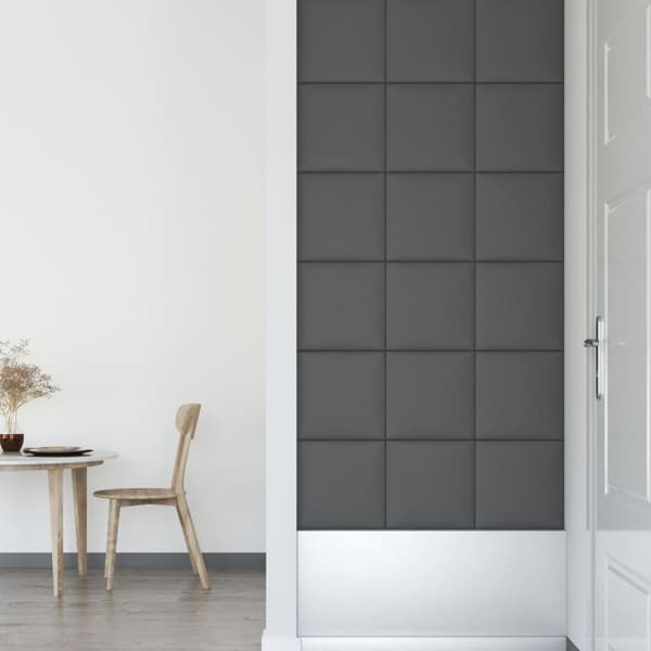 vidaXL Väggpaneler 12 st grå 30x30 cm konstläder 1,08 m² Grå