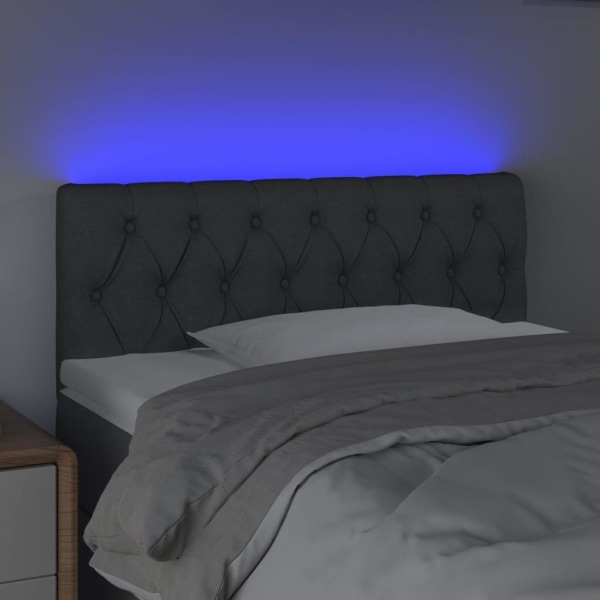 vidaXL Sänggavel LED mörkgrå 100 x 7 x 78/88 cm tyg Grå