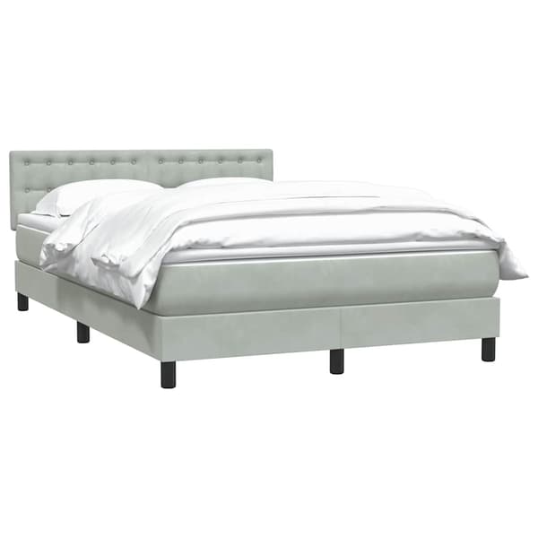 vidaXL Ramsäng med madrass ljusgrå 160x220 cm sammet Grå