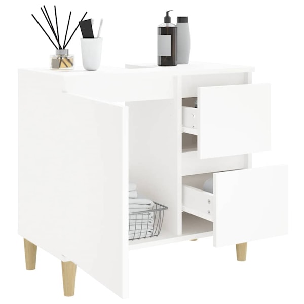 vidaXL Badrumsskåp vit 65x33x60 cm konstruerat trä Vit