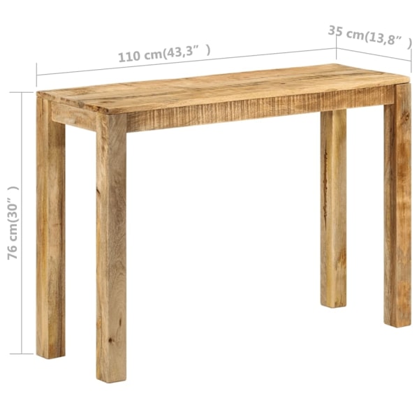 vidaXL Avlastningsbord 110x35x76 cm grovt mangoträ Brun