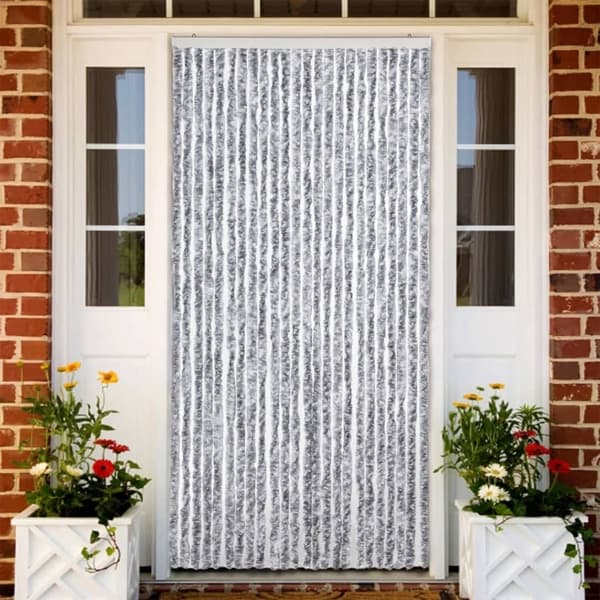 vidaXL Insektsdraperi vit och grå 100x220 cm chenille multifärg