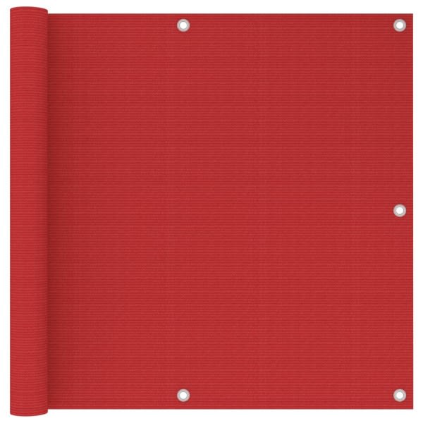 vidaXL Balkongskärm röd 90x600 cm HDPE Röd