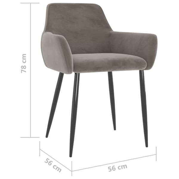 vidaXL Matstolar 2 st ljusgrå sammet grå