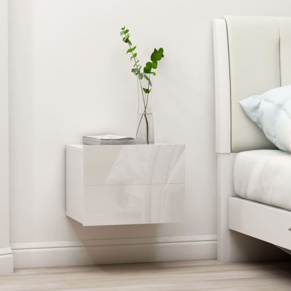 vidaXL Sängbord vit högglans 40x30x30 cm konstruerat trä Vit