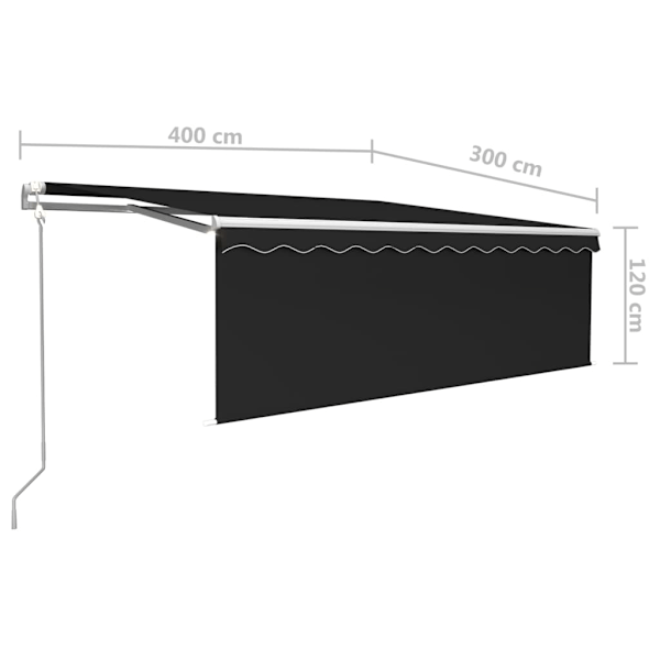 vidaXL Automatisk markis med rullgardin 4x3m antracit Antracit