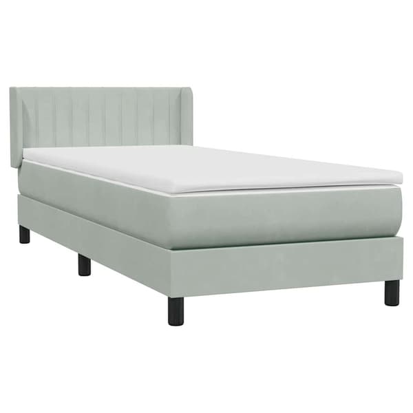 vidaXL Ramsäng med madrass ljusgrå 80x210 cm sammet Grå