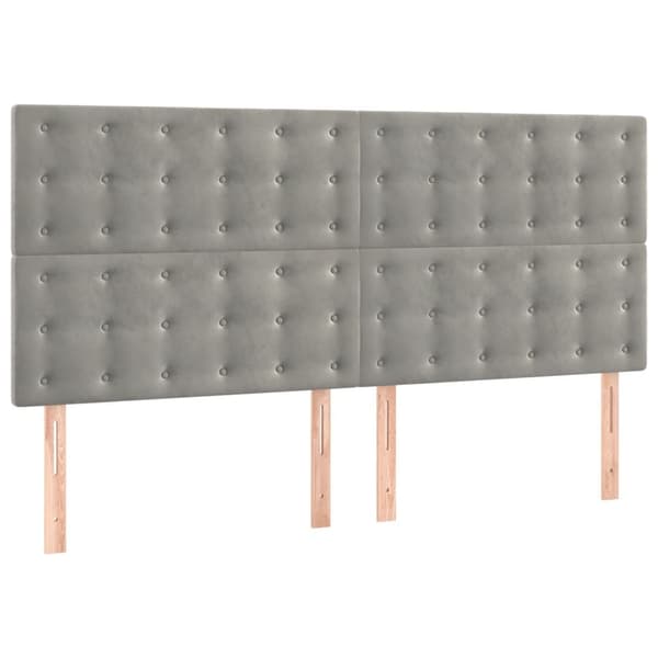 vidaXL Ramsäng med madrass ljusgrå 180x200 cm sammet Grå