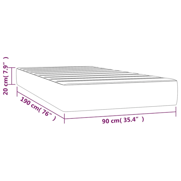 vidaXL Pocketresårmadrass ljusgrå 90x190x20 cm sammet Grå