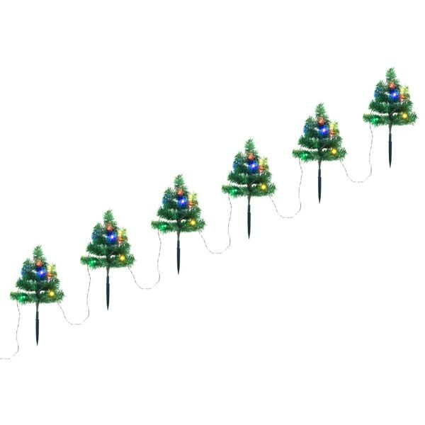 vidaXL Julgranar till trädgårdsgång 6 st flerfärgade LED 45 cm PVC Grön