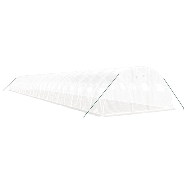 vidaXL Växthus med stålram vit 96 m² 24x4x2 m Vit