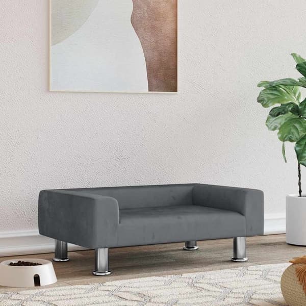 vidaXL Hundbädd mörkgrå 70x45x26,5 cm sammet Grå