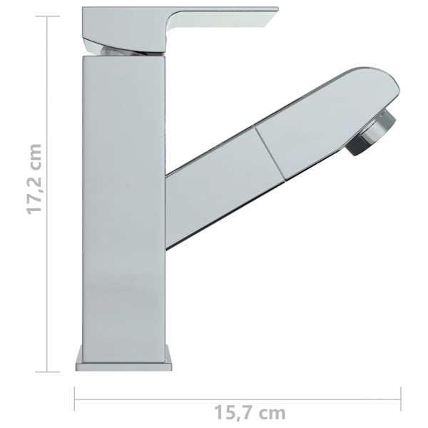 vidaXL Badrumsblandare med utdragbar pip kromad finish 157x172 mm Silver