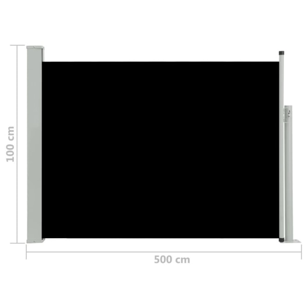 vidaXL Infällbar sidomarkis 100x500 cm svart Svart