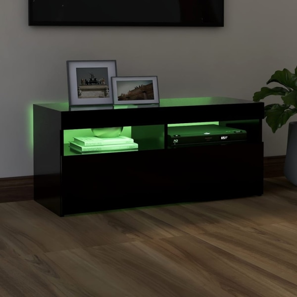 vidaXL TV-bänk med LED-belysning svart 90x35x40 cm Svart