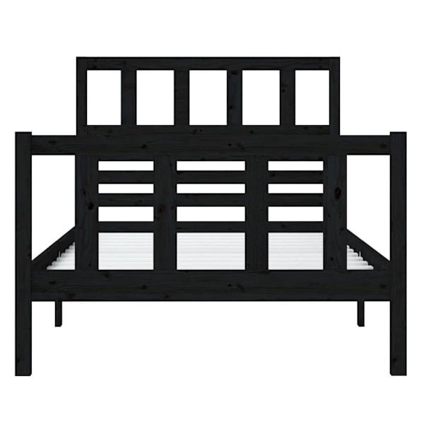 vidaXL Sängram svart massivt trä 90x200 cm enkelsäng Svart