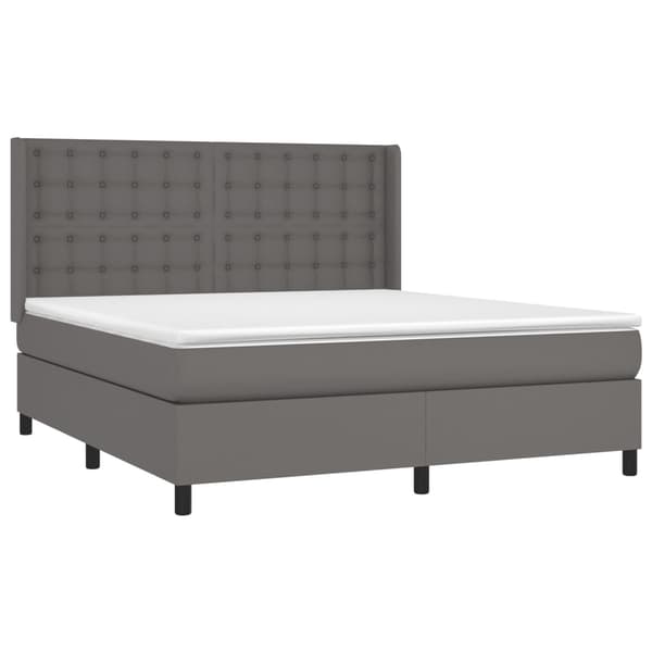 vidaXL Ramsäng med madrass & LED grå 180x200 cm konstläder Grå