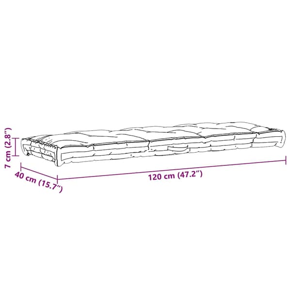 vidaXL Dyna till pallsoffa bomull 120x40x7 cm grå grå