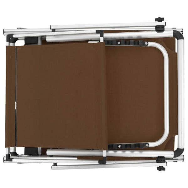 vidaXL Hopfällbara solsängar med tak 2 st aluminium och textilen brun Brun