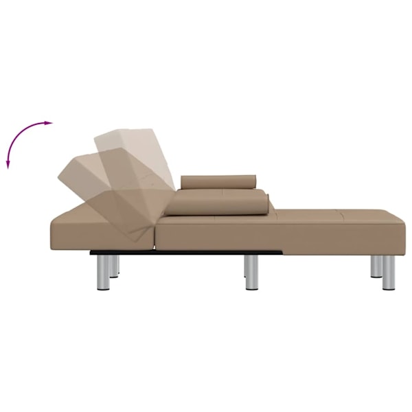 vidaXL L-formad bäddsoffa cappuccino 255x140x70 cm konstläder Brun