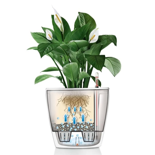 LECHUZA Blomkruka CLASSICO LS 28 ALL-IN-ONE vit högglans 16040 Vit