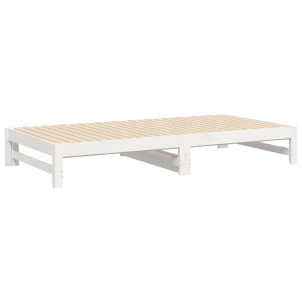 vidaXL Utdragbar dagbädd vit 2x(80x200) cm massiv furu Vit