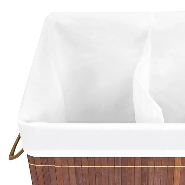 vidaXL Tvättkorg bambu med 2 sektioner brun 100 L Brun